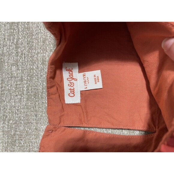 Cat and Jack Top Girls L 10/12 Pink Orange Knit Cotton Desgin - Picture 6 of 12